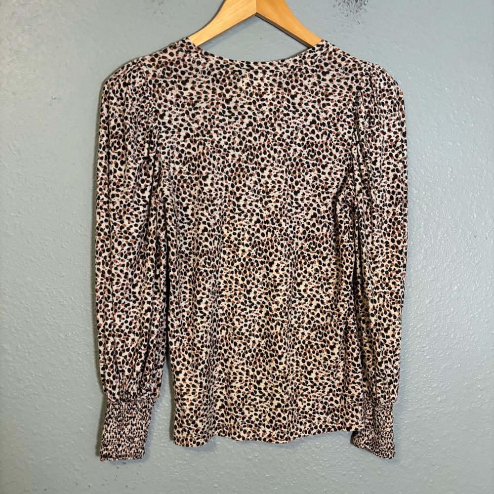 Nation LTD‎ Loren Animal Print Balloon Sleeve Top XS Boho Classic Pima Cotton - Picture 7 of 11